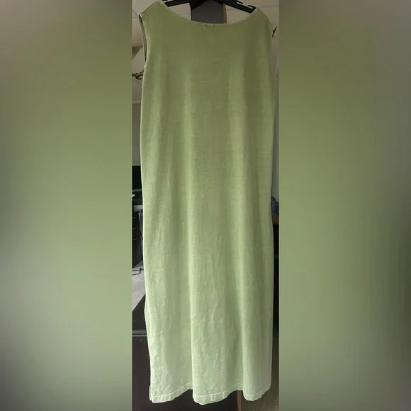 VINTAGE VIVA CITY USA Green Patchwork Cotton Oversized Lagenlook Midi Dress | L - Picture 6 of 15